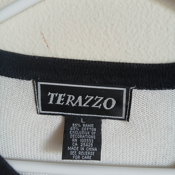 TERAZZO Cardigan L 3D Flowers Daisy Checked Knit Sweater Button Down FLAW - Picture 6 of 12